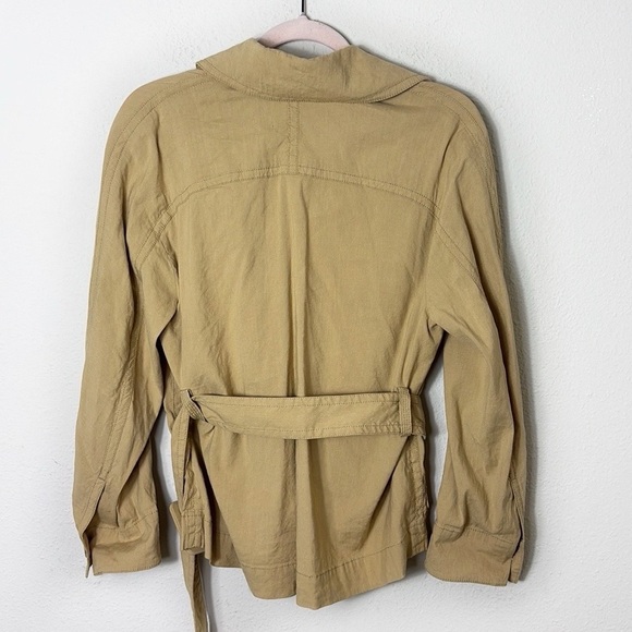 Vince Belted Linen Blend Jacket in Tan Beige Size XXS - Picture 6 of 16